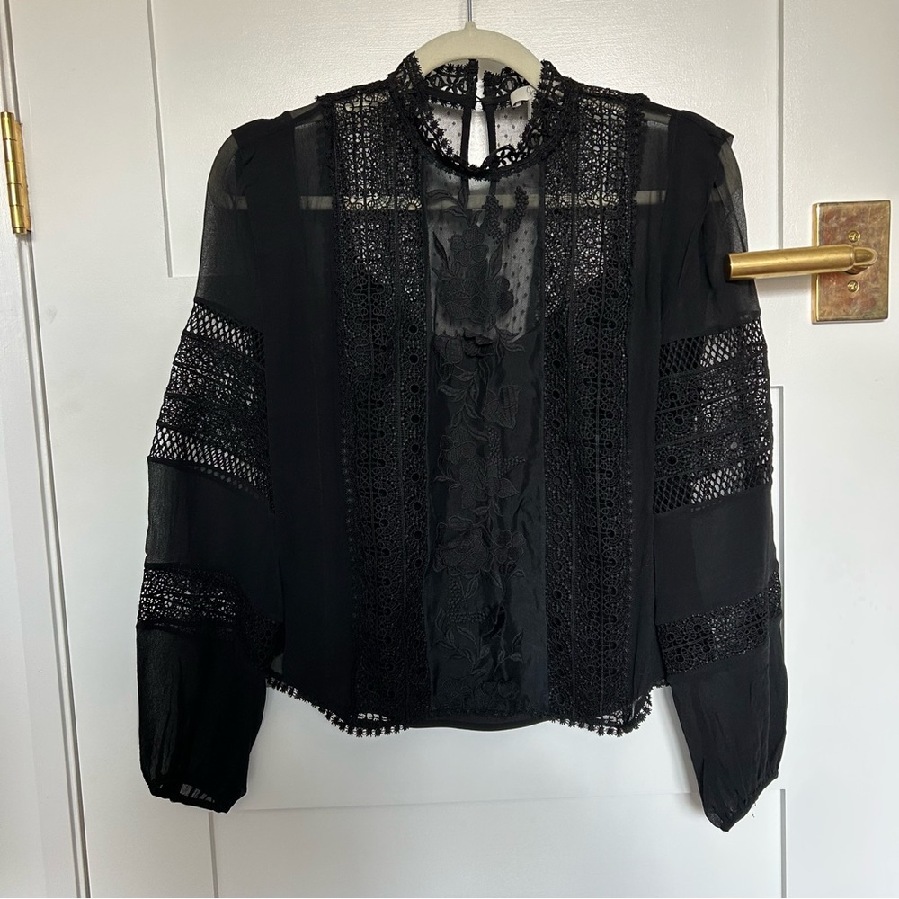 Joie Black Lace and chiffon blouse